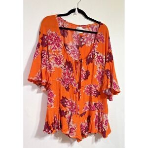 HELLO MOLLY Women's   Moral Of The Story‎ Romper Orange Mini dress SZ XS